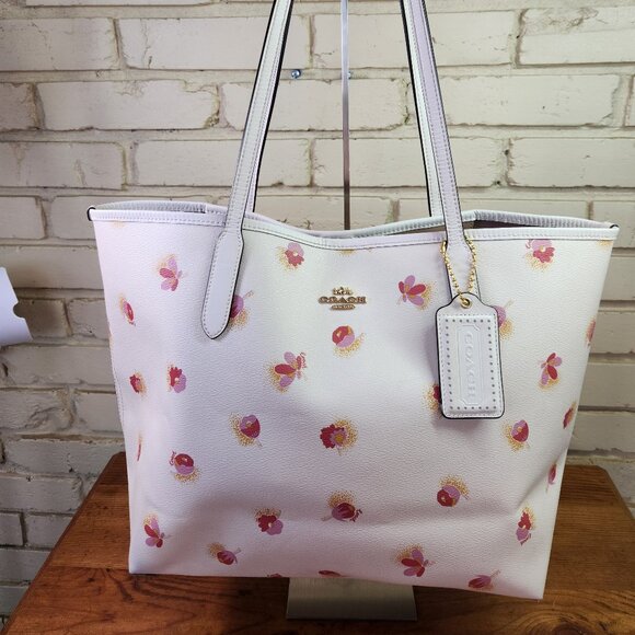 Coach City Pop Floral Print Top Tote Bag Purse Large